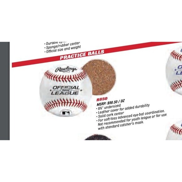 Vintage Rawlings Official League Genuine Leather Practice Training Baseball R850 - Picture 5 of 5